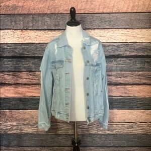 Light Washed Frayed Jean Jacket